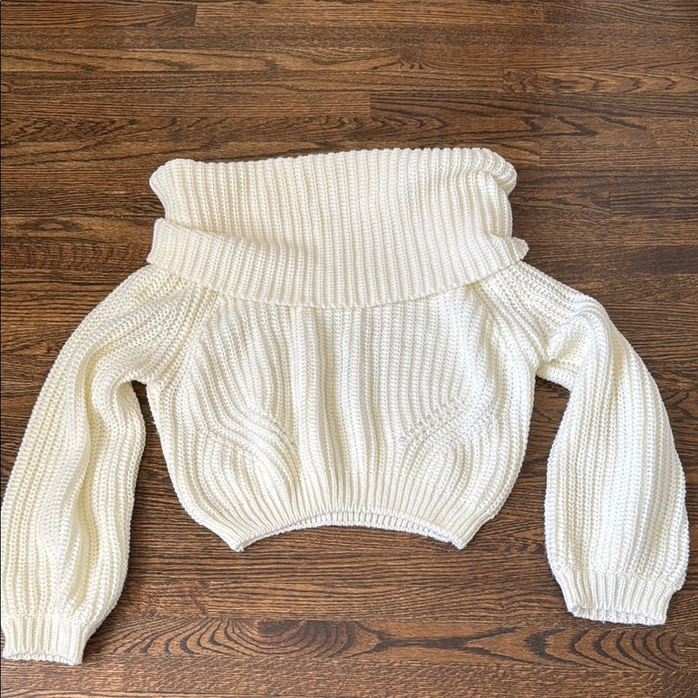 Cozy Cream Cold Shoulder Sweater